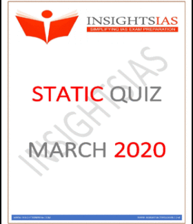 Insights IAS Insta Static Quiz Monthly Compilation March 2020 Printed Notes English Medium - With Spiral