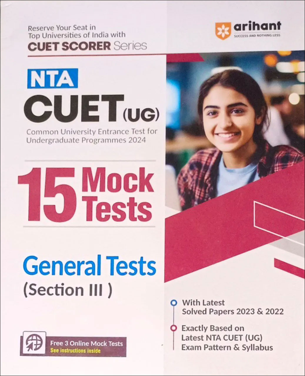 Arihant NTA CUET (UG) 15 Mock Tests General Tests (Section IIl) Original Book English Medium