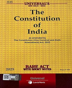 LexisNexis Universal's The Constitution Of India Bare Act Original Book 2025 Edition English Medium