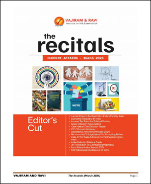 Vajiram & Ravi The Recitals Monthly Current Affairs March 2024 English Medium Xerox Notes