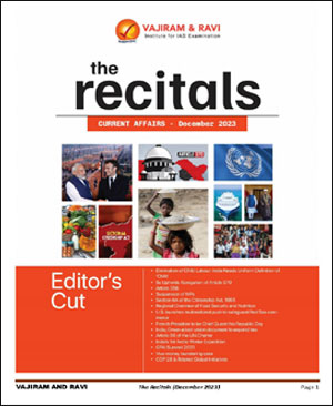 Vajiram & Ravi The Recitals Monthly Current Affairs December 2023 English Medium Xerox Notes