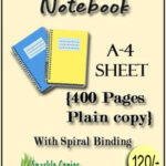 Notebook A-4 Sheet 400 Pages Plain Copy With Spiral
