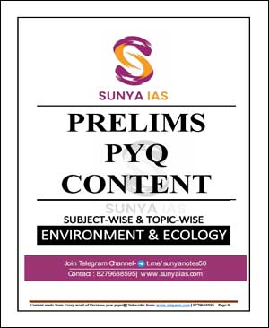 Sunya IAS Environment & Ecology Prelims PYQ Content Subject-Wise & Topic wise English Medium 2023 Printed Notes