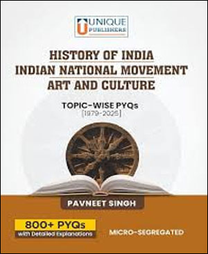 Pavneet Singh Publishers Sparkle History of India, National Movement, Art and Culture  PYQs Unique English