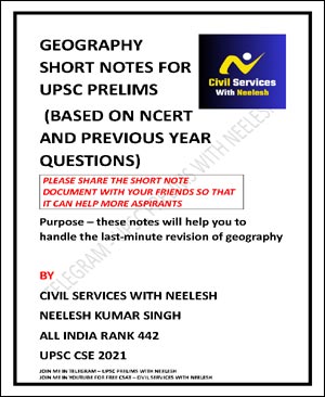 Civil Services with Neelesh Geography Short Notes for UPSC Prelims | Based on NCERT & Previous Year Questions