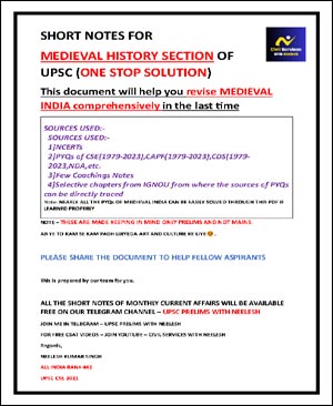 Civil Services with Neelesh Medieval History Short Notes for UPSC Prelims & Mains | One Stop Revision Guide